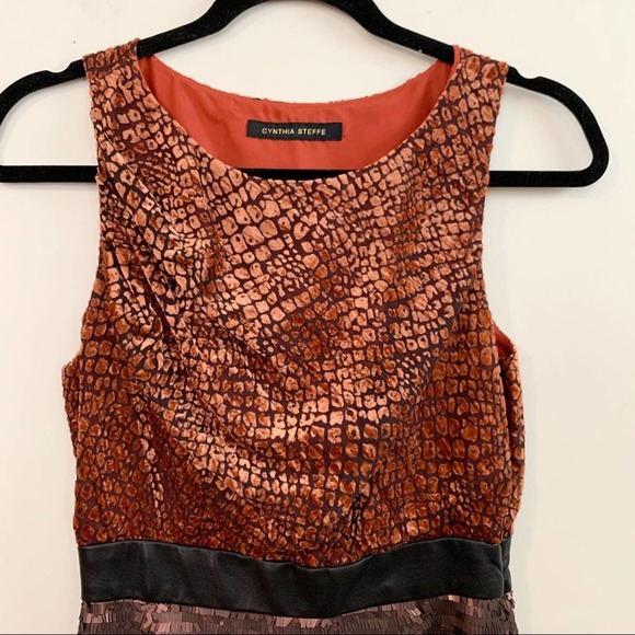 CYNTHIA STEFFE Orange Velvet Dress with Sequins - Picture 2 of 8